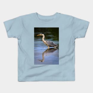 Grey Heron reflection Kids T-Shirt